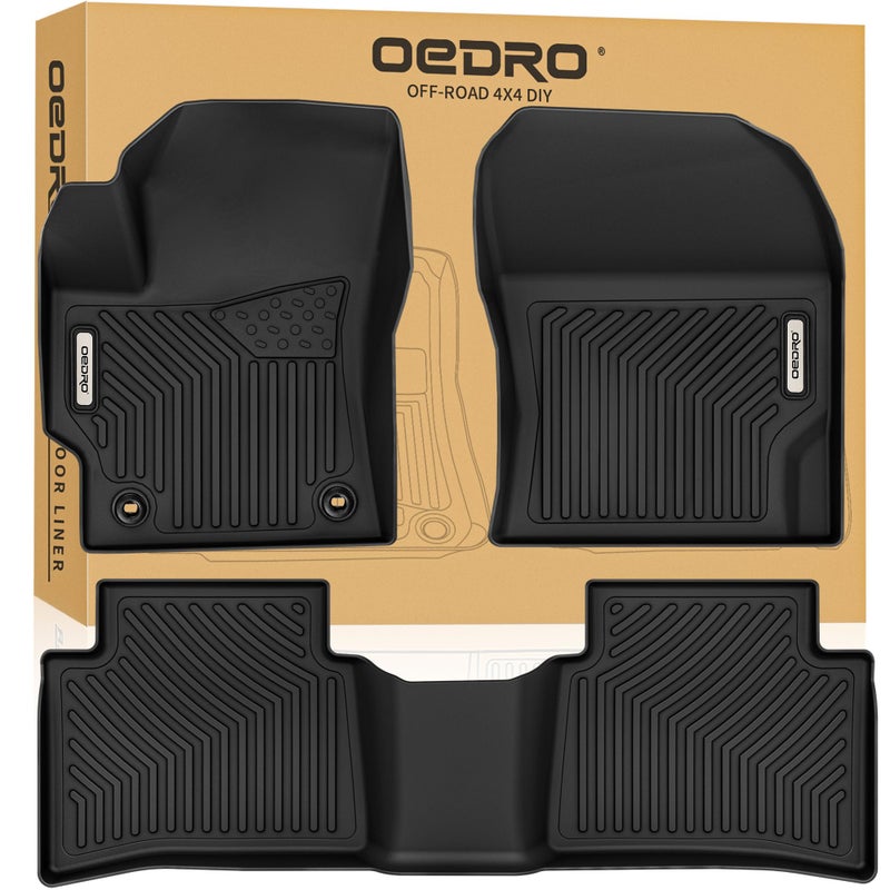 oEdRo حصائر أرضية OEDRO تناسب 2020-2025 2026 تويوتا كورولا سيدان (غير مناسبة للهاتشباك)، حصائر أرضية TPE لجميع الأحوال الجوية مصممة خصيصًا لملحقات كورولا سيدان، الصف الأول والثاني - Image 1